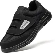 Aipaisteps Mens Diabetic Shoes Hook&Loop Strap Walking ShoesWide Top Lightweight Non-Slip Wide Top Adjustable Oedema Bunion Swollen Feet Elderly for Relief of Foot Pain and Neuropathy in The Elderly