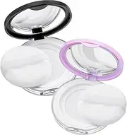 Empty Powder Container, 2 Pcs Reusable Mini Powder Compact with Mirror and Puff - Travel-friendly Design for Makeup, Diy, Handbag, On-the-go Touch-ups (Pink & Black)