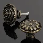 New 1x Floral Pull Knob Wooden Box Cabinet Drawer Cupboard Antique Bronze Handle