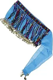 [DEARMAMY] Elegant Sequin Belly Dancer Hip Scarf Soft Chiffon Dance Waist Accessory for Women