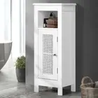 Oikiture Bathroom Cabinet Floor Cupboard Slim Laundry Storage Rattan Door White