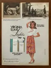 1981 Virginia Slims Lights Cigarettes Vintage Print Ad/Poster Retro Bar Décor