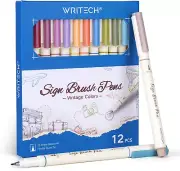 Arts Sign Brush Pen Brush Tip Marker Felt Tip Water Based Ink Color Pens 12 Asso