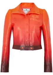 Courrèges Dégradé Cropped Vinyl Jacket - Red - 10 10