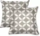 Indoor/Outdoor Hudson Circle Taupe Square Toss Pillow: Recycled Polyester Fill,