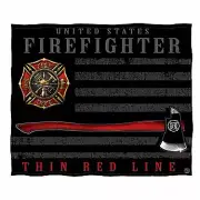 Firefighter Patriotic Flag Axe Throw Blanket