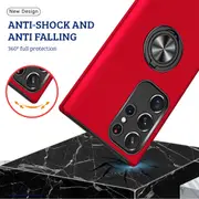 Samsung Galaxy S22 Ultra Compatible Case Cover With Shockproof Magnetic Ring Holder - Navy