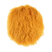Yellow Round Mongolian Lamb Fur With Microgel Feather Like Insert Pillow