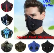 Face Mask Men Reusable Washable Breathable Sport Cover Dual Valves PM 2.5 Filter