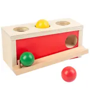 Montessori Wooden Educational Object Permanence Knocking Ball Press Ba