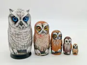 Owl nesting doll, luck symbol, wealth, longevity, money, happiness statuette