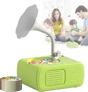 Kids Phonograph, Children's Storyteller Sleep Music Box, with 96 Cards and 8 DIY Cards, Bluetooth Connection Available, Suitable for Boys and Girls to Listen to Storiesand Music (Green)