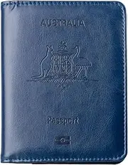 [Heeke] Passport Holder Travel Cover Case - Leather RFID Blocking Travel Passport Wallet Holder, Upgraded Document Organizer Protector for Credit & ID Cards, Boarding Passes (Blue)