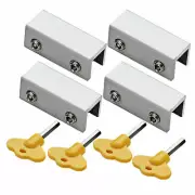 4 Pack Adjustable Sliding Window Locks Aluminum Alloy Security W Key(Dual Locks)