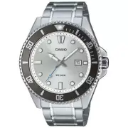 Casio MDV-107D-7AVDF Men's Analog Dive Watch - White Dial, Stainless Steel Brace