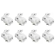 8PK LVD Metal Rabbit Sculpture Home/Office Decor 6.35cm Rustic White