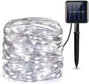LED Solar String Lights Outdoor 72ft 200 LED Solar Powered Fairy Light with 8 Lighting Modes (White)
