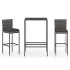 3pcs Outdoor Bar Set Garden Patio Bistro Dining Wicker Rattan Table Stool Chairs