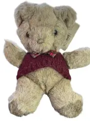 Russ Plush Bear VTG 10" Stuffed Teddy Knit Sweater Plaid Bowtie Toulouse Small