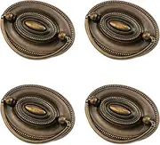 Quluxe 4 Pcs Furniture Dresser Pull, Antique Brass Bail Drawer Pull Oval Drop Swing Handles Cabinet Knob Hardware