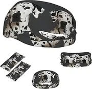 FJWSLCH Dalmatian Headbands for Women Men Non Slip Workout Sweatbands Adjustable Sports Hair Bands Elastic Head Bands Moisture Wicking Hairband for Running, Cycling, Yoga, Spa