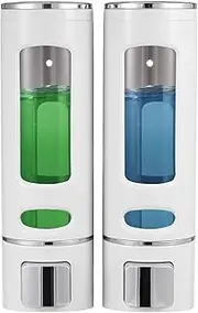 2Pcs/3Pcs Shower Soap Dispenser Wall Mounted 400ml Shampoo and Conditioner Dispenser Adhesive Handwashing Fluid Dispenser Rest Room Washroom Toilet Soap Dispenser for Bathroom Hotel (2 Chamber)