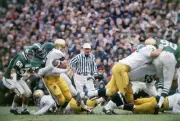 Michigan State Bubba Smith in action tackle vs Notre Dame Larry Co- Old Photo