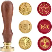 Wax Seal Stamp Set, Sealing Wax Stamps Copper Seals with Wooden Hilt, Vintage Re