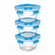 EMSA Clip & Close GLASS food storage jars set of 3 jar Transparent / Blue 0.18 L