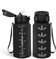 HoneyHolly Water Bottle 500 ml, Leak-Proof, BPA-Free, Motivational with Time Marking, Water Bottle with Straw, Sports Water Bottle for Children, Bicycle, Fitness, School, Office
