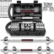 20kg Cast Iron Adjustable Dumbbell Set - Dumbbell and Barbell Compact Fitness Weight Set, Cast Iron Plate with Steel Handle for Bodybuilding Fitness Weight Lifting Training Home Gym