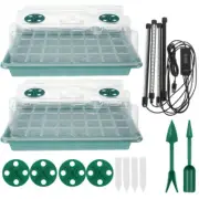 2X 40 Holes Adjustable Seed Trays with Grow Light for Plants Propagator Tray NEW