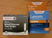 100 True Metrix Self Monitoring Blood Glucose Test Strips 6-2026 & 100 Lancets