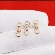 14k Gold Natural Ruby Charm Holder, Watch Chain Clip, Dog Clip, Swivel Clip