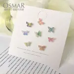 絢彩家【OSMAR】彩色立體蝴蝶(10色) 無耳洞貼式耳環 附10對貼紙補充包
