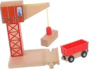 BCOATH Train Track Accessories Boys and Girls Wooden Railway Crane Building Train Set Crane Toy for Boys and Girls Rail Crane Model DIY Crane Imaginative Scene Playset