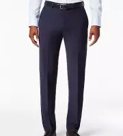 $95 Calvin Klein 36W 32L Men`s Skinny Fit Blue Flat Front Trousers Dress Pants