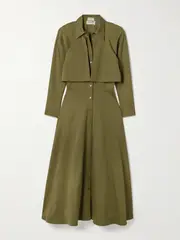 Salon 1884 - Anais Cotton And Cashmere-blend Twill Maxi Shirt Dress - Army green - FR 40