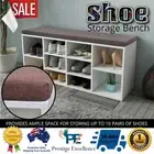 Shoe Cabinet Bench Storage Rack Hall Organiser Shelf Wooden Shoes Cupboard White