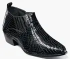 Men's Dress Casual Boots Cuban Heel Croco Print Black Leather Stacy Adams 25666