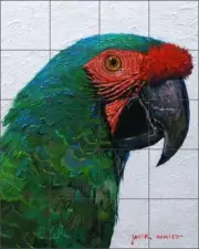 Parrot Tile Mural White Tropical Bird Art Ceramic Backsplash JWA030