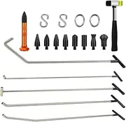 MCNVNEFSAW Paint-Free Dent Removal Hook Tool Push Rod Black Car Crowbar Paint-Free Dent Repair Tool Tap Down S Hooks DING Hail Puller Set Sheet Metal Tools
