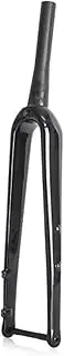 ZECHAO 700C Cycling Road Bike Front Fork, Disc Brake Carbon Fiber Tapered 1-1/2" Thru Axle 12 * 100mm for Off-Road Bikes