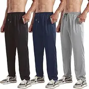 [ZH] 3-Pack Men's Mesh Jogger Pants, Comfortable Athletic Pants with Pockets for Active Wear, Lightweight & Breathable S-3XL