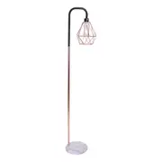 Rose Gold Floor Lamp with Geometric Shade