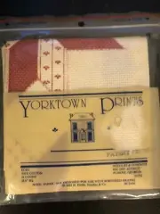 Yorktown Print Ivory Cross Stitch Fabric Rose Pa Dutch Stars Square 14 3/4"