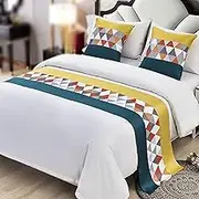 Bed Runner Scarves Geometric Line Jacquard Bedspread Bed Scarf Hotel Home Bedroom Bed Towel Bedding Decoration Protection Matching Cushion Set,D-50 * 240CM