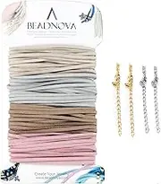 BEADNOVA Fiber Lace Flat Leather Cord for Jewelry Making (4 Colors) (Candy Color, 3mm)