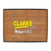 Clarke V1 Surname Thing - Funny Novelty Doormat Man Cave Floor mat