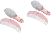 Baby Hair Brush 2 Sets Comb for Hair Brush and Comb Set Easy to Clean Grooming Kit Essentials Suit Massage Hair Comb Comb Pink